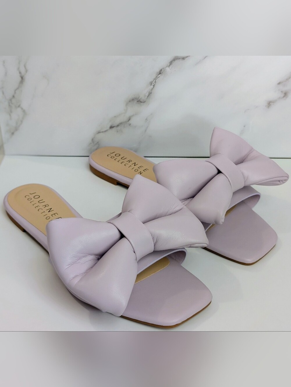 Journee Collection Fayre Bow Slide Sandals Pastel/Lavender Size 8 New In Box